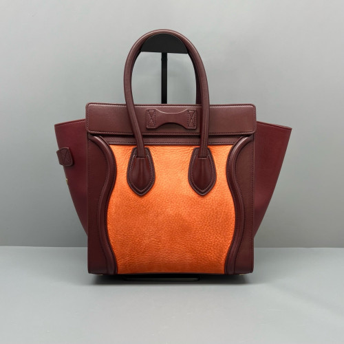 Celine Micro Luggage Calfskin Burgundy Orange