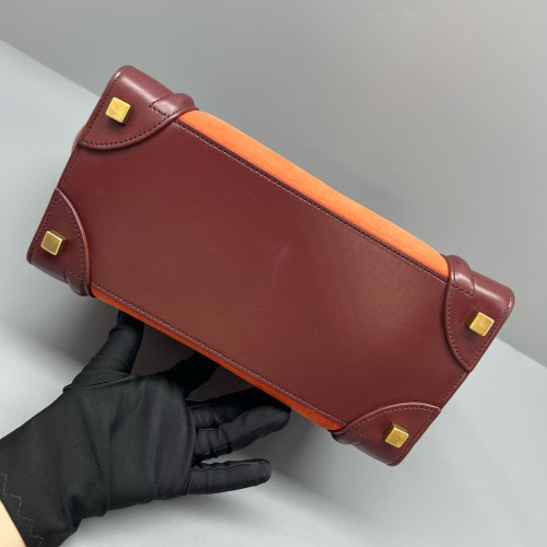 Celine Micro Luggage Calfskin Burgundy Orange