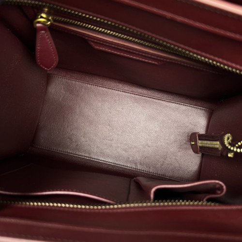Celine Micro Luggage Calfskin Burgundy Orange