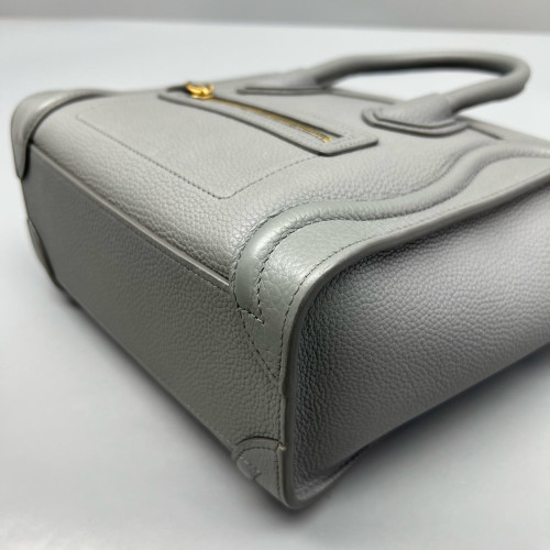 Celine Nano Luggage Grained Calfskin Grey