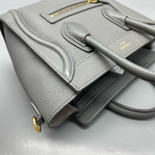 Celine Nano Luggage Grained Calfskin Grey