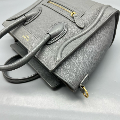 Celine Nano Luggage Grained Calfskin Grey