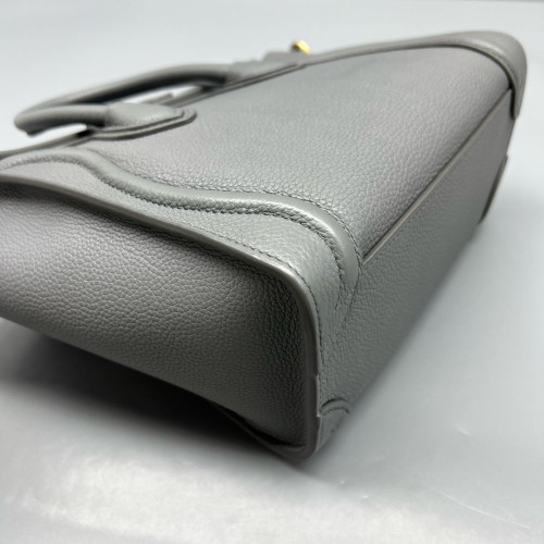 Celine Nano Luggage Grained Calfskin Grey