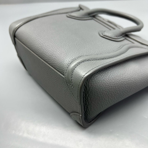 Celine Nano Luggage Grained Calfskin Grey