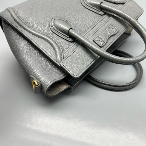 Celine Nano Luggage Grained Calfskin Grey