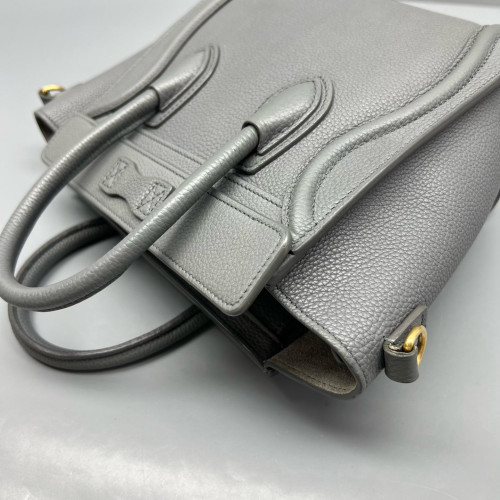 Celine Nano Luggage Grained Calfskin Grey