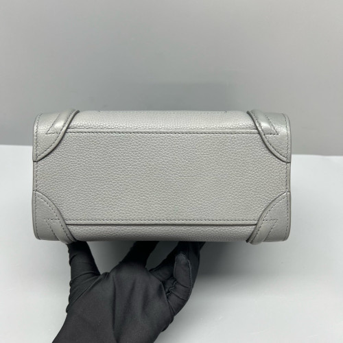 Celine Nano Luggage Grained Calfskin Grey