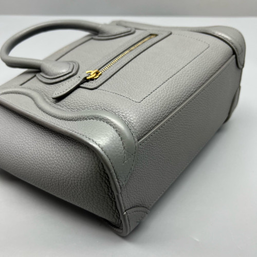 Celine Nano Luggage Grained Calfskin Grey