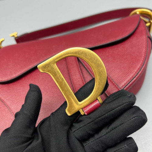 Dior Medium Saddle Bag Grained Calfskin Red