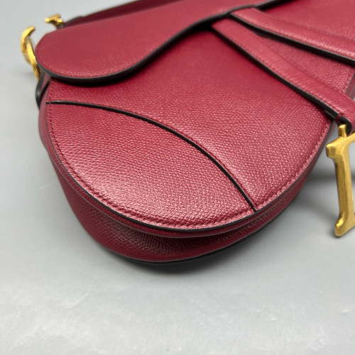 Dior Medium Saddle Bag Grained Calfskin Red