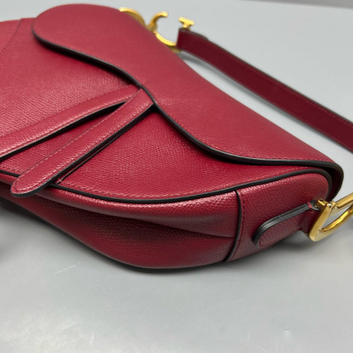 Dior Medium Saddle Bag Grained Calfskin Red