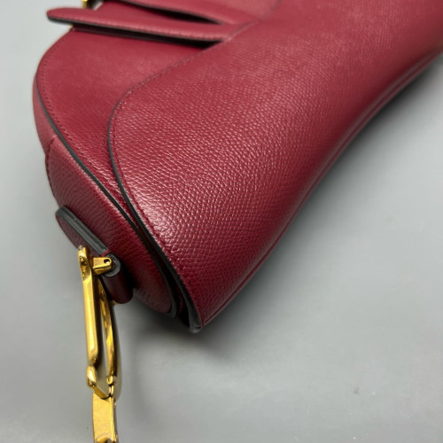 Dior Medium Saddle Bag Grained Calfskin Red