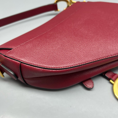 Dior Medium Saddle Bag Grained Calfskin Red