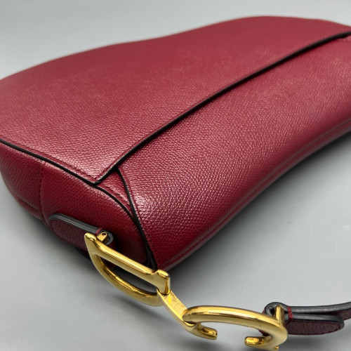 Dior Medium Saddle Bag Grained Calfskin Red