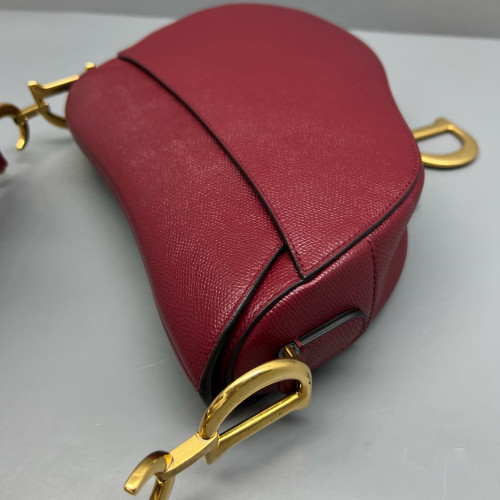 Dior Medium Saddle Bag Grained Calfskin Red