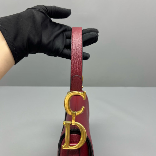 Dior Medium Saddle Bag Grained Calfskin Red
