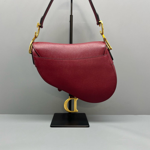 Dior Medium Saddle Bag Grained Calfskin Red