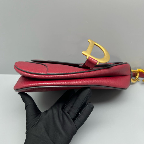 Dior Medium Saddle Bag Grained Calfskin Red