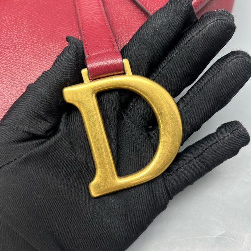 Dior Medium Saddle Bag Grained Calfskin Red
