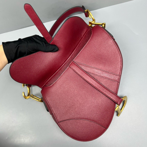 Dior Medium Saddle Bag Grained Calfskin Red