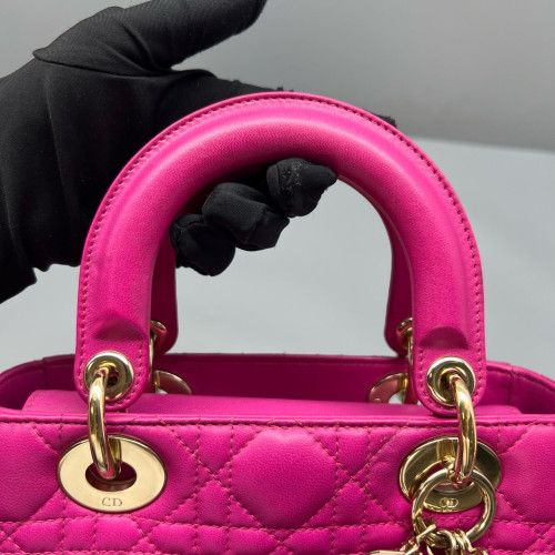 Dior Small Lady Dior Calfskin Magenta