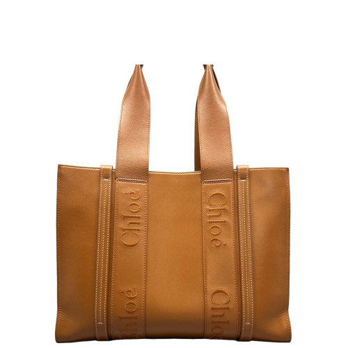 Chloe Medium Woody Ribbon Tote Smooth Calfskin Tan