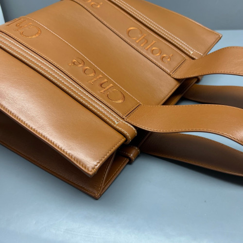 Chloe Medium Woody Ribbon Tote Smooth Calfskin Tan