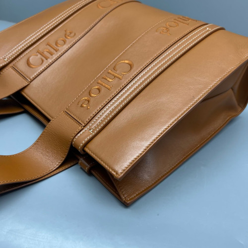 Chloe Medium Woody Ribbon Tote Smooth Calfskin Tan