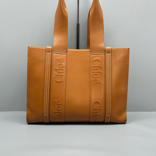 Chloe Medium Woody Ribbon Tote Smooth Calfskin Tan