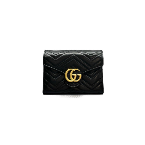 Gucci Matelasse GG Marmont Chain Wallet Calfskin Black
