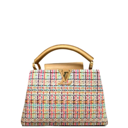 Louis Vuitton Capucines BB Tweed Calfskin Beige