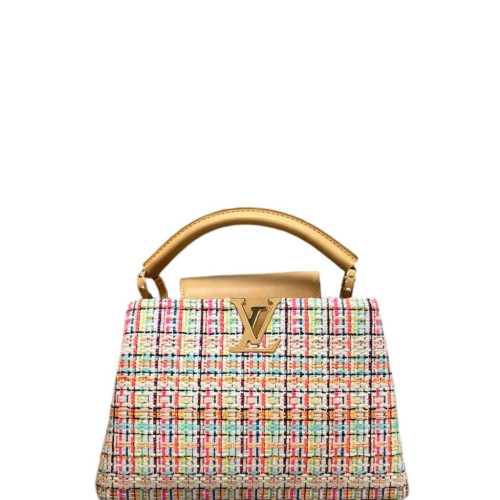 Louis Vuitton Capucines BB Tweed Calfskin Beige