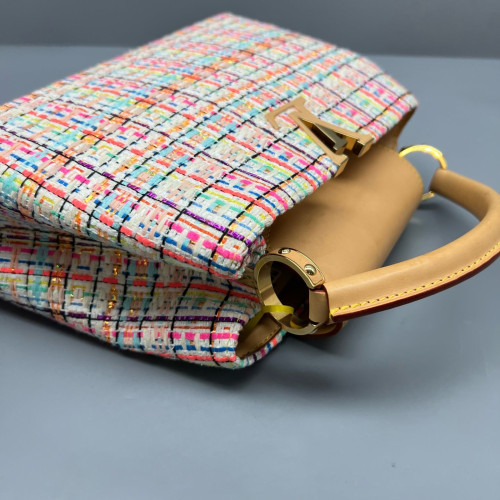 Louis Vuitton Capucines BB Tweed Calfskin Beige