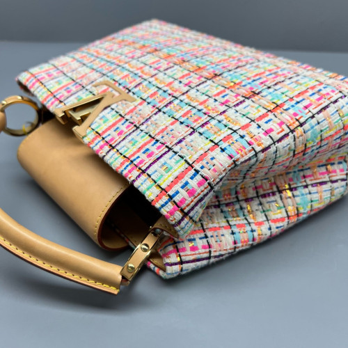 Louis Vuitton Capucines BB Tweed Calfskin Beige