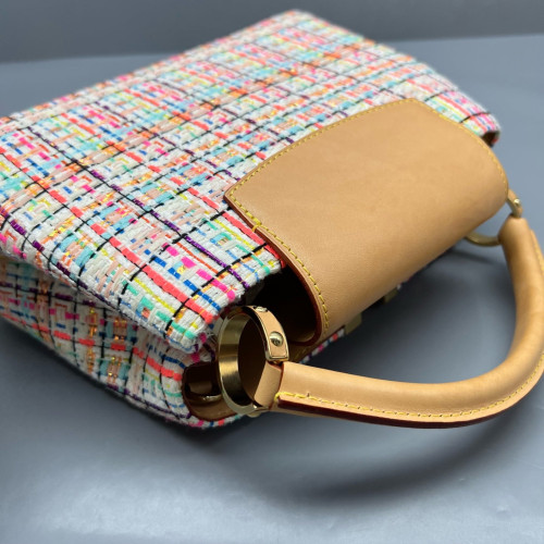 Louis Vuitton Capucines BB Tweed Calfskin Beige