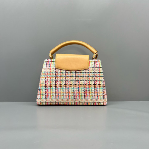 Louis Vuitton Capucines BB Tweed Calfskin Beige