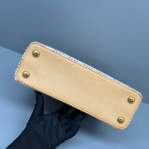 Louis Vuitton Capucines BB Tweed Calfskin Beige