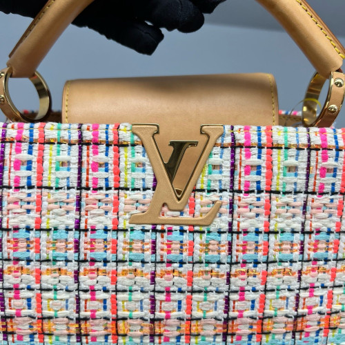 Louis Vuitton Capucines BB Tweed Calfskin Beige