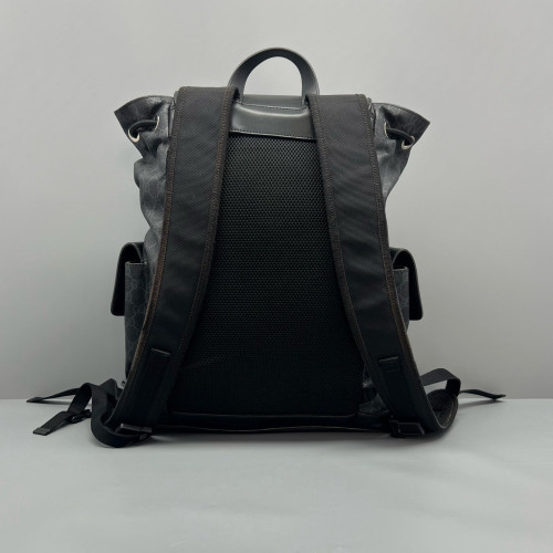 Gucci Double Buckle Backpack GG Supreme Monogram Calfskin Black