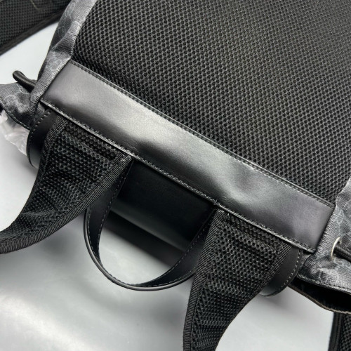 Gucci Double Buckle Backpack GG Supreme Monogram Calfskin Black