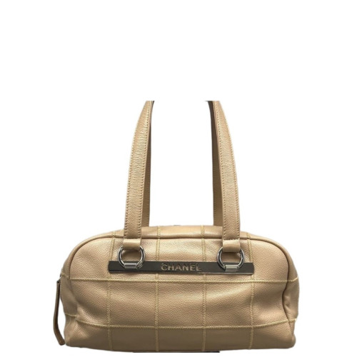 Chanel Chocolate Bar Shoulder Bag Calfskin Natural Tan