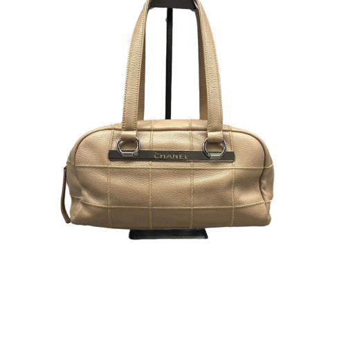 Chanel Chocolate Bar Shoulder Bag Calfskin Natural Tan