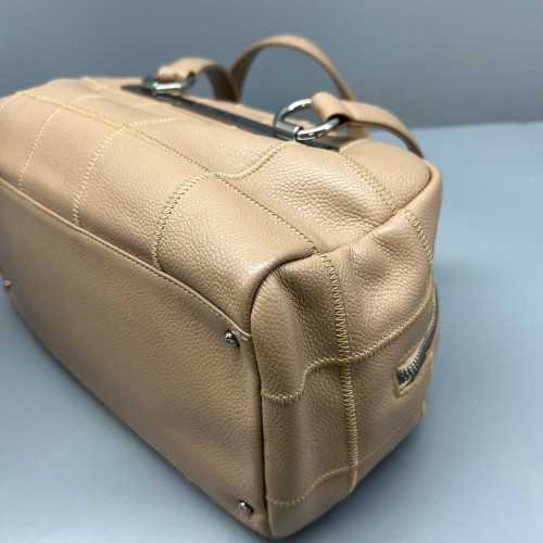 Chanel Chocolate Bar Shoulder Bag Calfskin Natural Tan