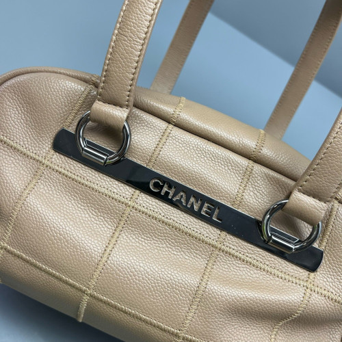 Chanel Chocolate Bar Shoulder Bag Calfskin Natural Tan
