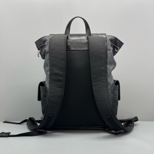Gucci Double Buckle Backpack GG Supreme Monogram Black