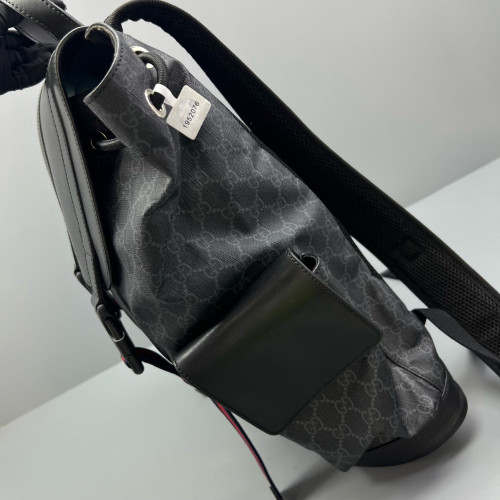 Gucci Double Buckle Backpack GG Supreme Monogram Black