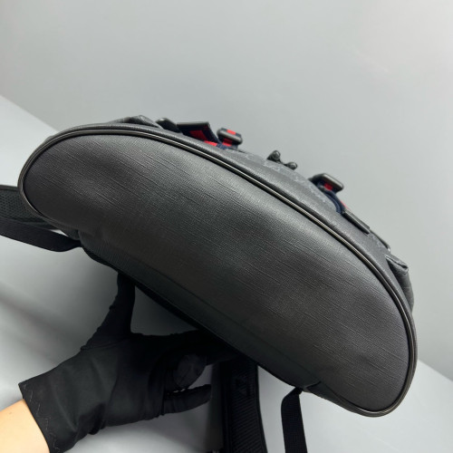 Gucci Double Buckle Backpack GG Supreme Monogram Black