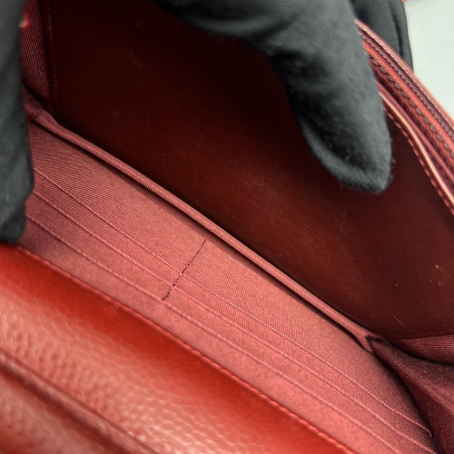 Chanel Quilted Wallet On Chain Grained Calfskin Burgundy