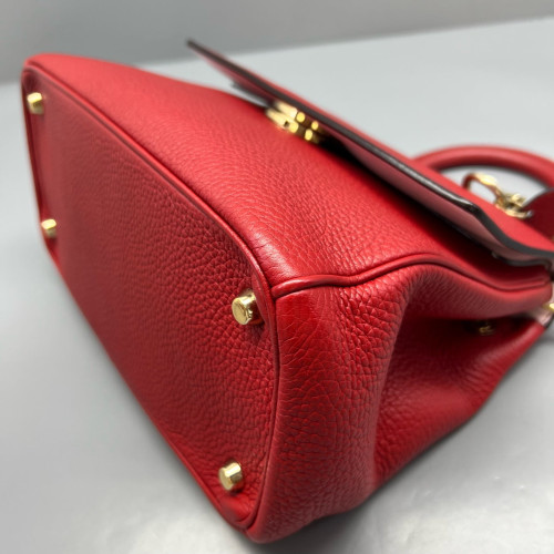 Dior Small Be Dior Flap Grained Calfskin Red