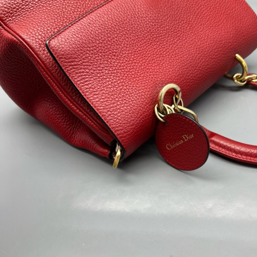 Dior Small Be Dior Flap Grained Calfskin Red